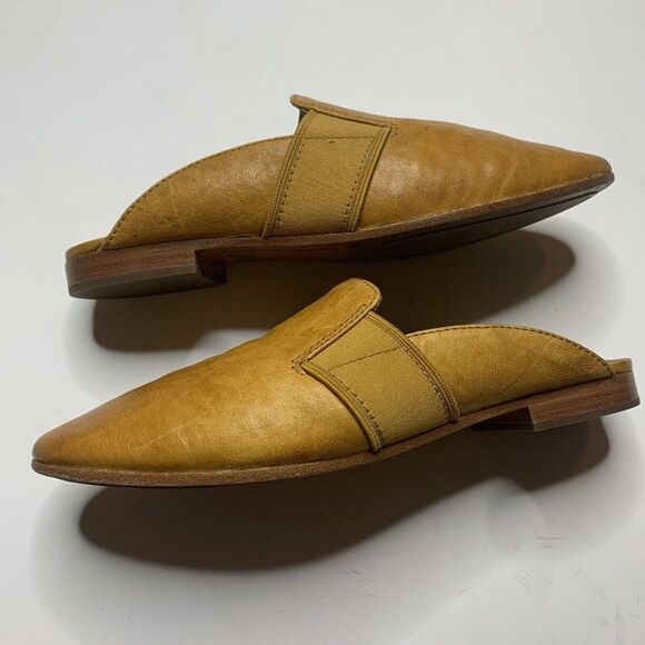 Frye Terry Gore Yellow Leather Slip On Flats Mules - Picture 8 of 12